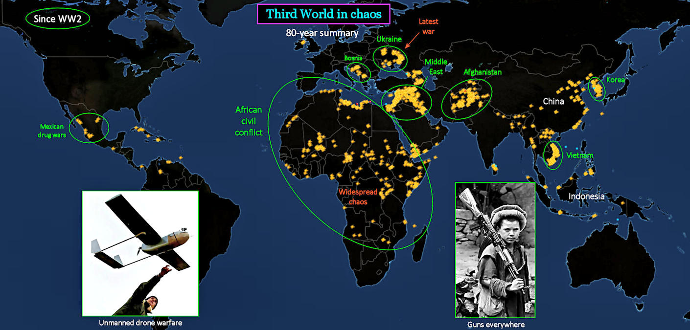 Post-WW2 battlegrounds, 1950-2020 map